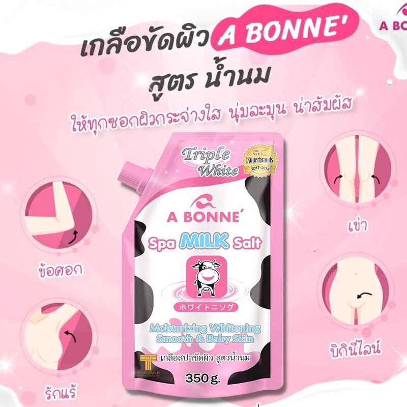 Muối Tắm Sữa Bò A Bonne Spa Milk Salt Thái Lan 350gram - Tẩy Tế Bào Chết Toàn Thân, Cân Bằng Độ Ẩm, Mềm Mịn Da Hương Sữa