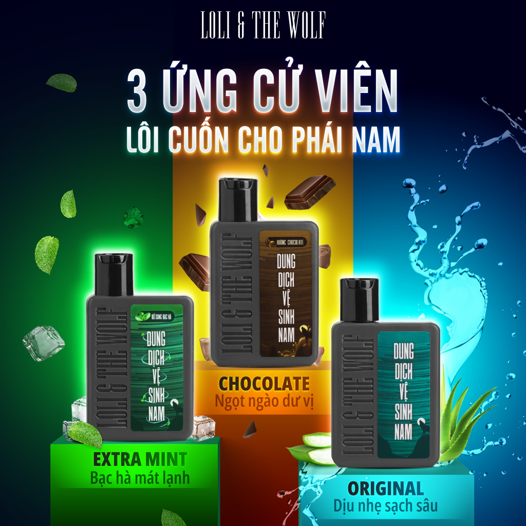 Dung Dịch Vệ Sinh Nam Giới Loli & The Wolf Mùi Hương Nam Tính, Khử Mùi Tốt Chai 80ml Diện Mạo Mới