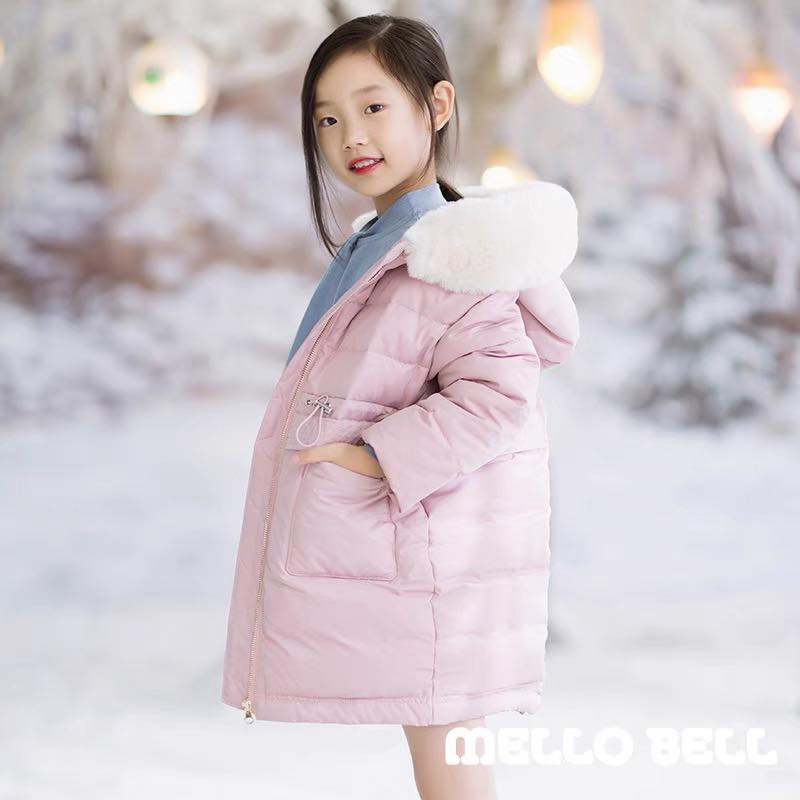Áo khoác parka lông vũ rút eo lông mũ siêu to cho bé