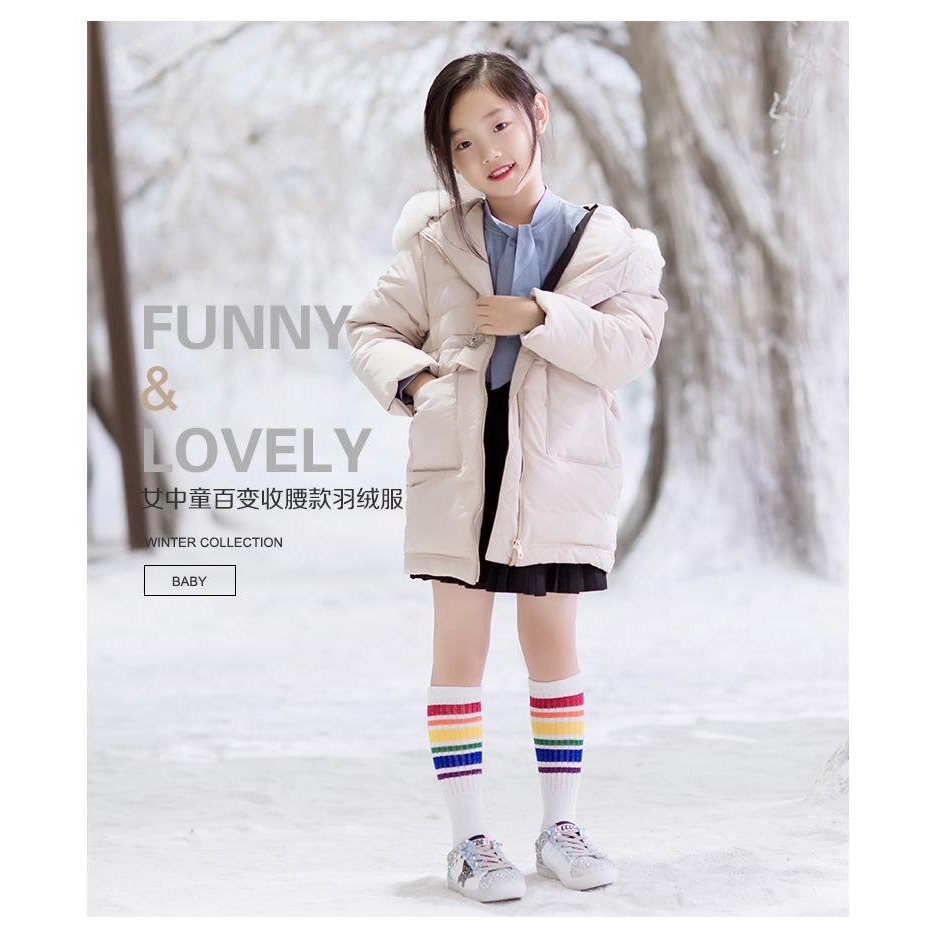 Áo khoác parka lông vũ rút eo lông mũ siêu to cho bé