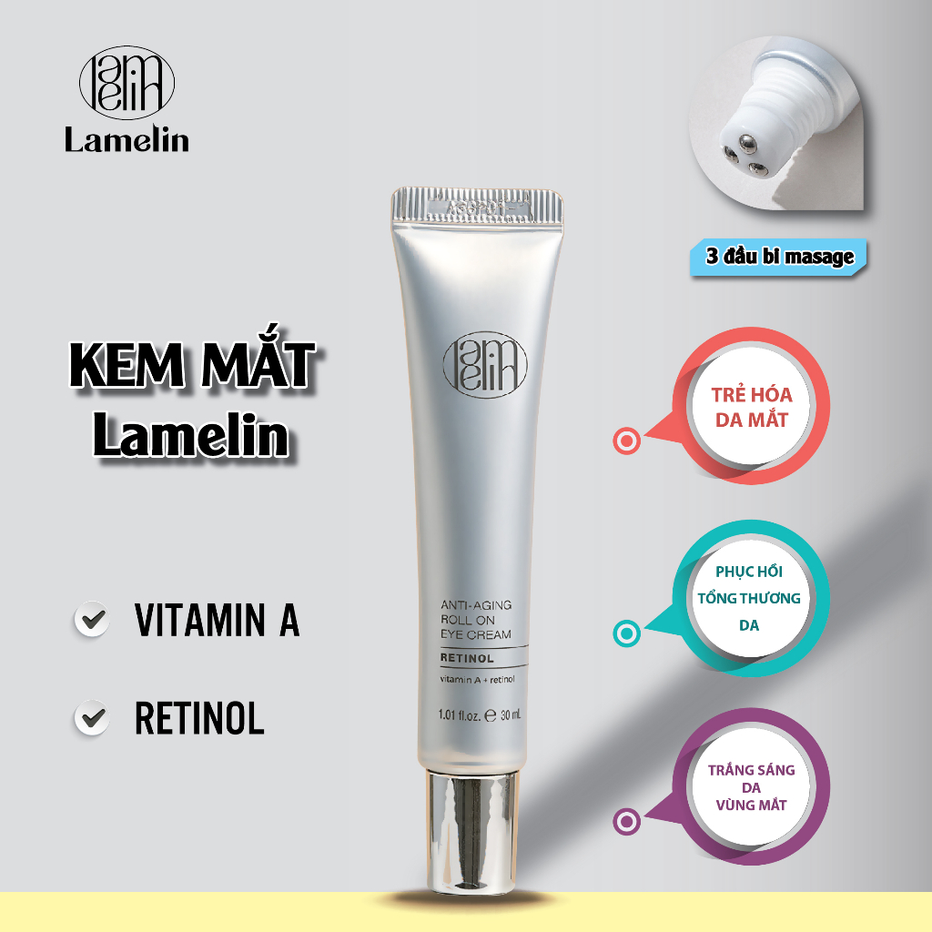 Kem Dưỡng Mắt Lamelin kèm 3 đầu bi massage