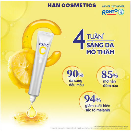 Serum dưỡng trắng da chống thâm nám Melano CC Whitening Essence dạng tuýt 20ml - Nhật Bản