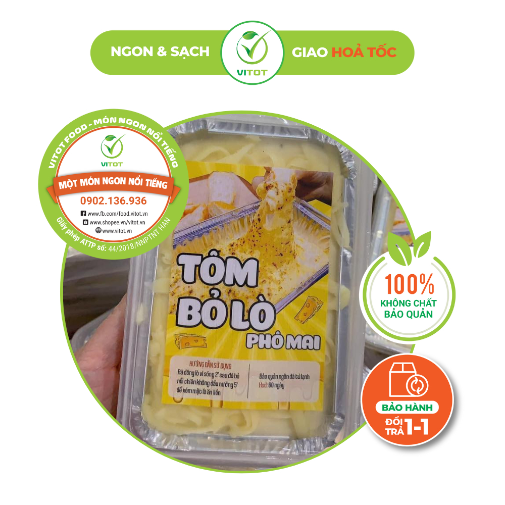 Tôm Bỏ Lò Phô Mai VITOT Hộp 500gr Thơm Ngon Béo Ngậy