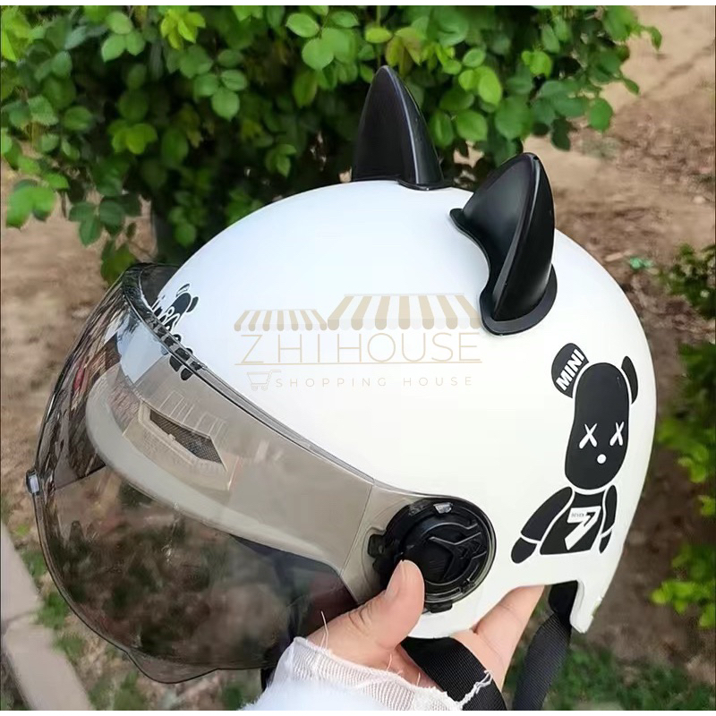 Mũ bảo hiểm 2/3, nón bảo hiểm 3/4 THOÁNG KHÍ CÓ TAI MÈO trẻ trung. Nón phi hành gia, nón gấu nhiều màu nam nữ ZHIHOUSE