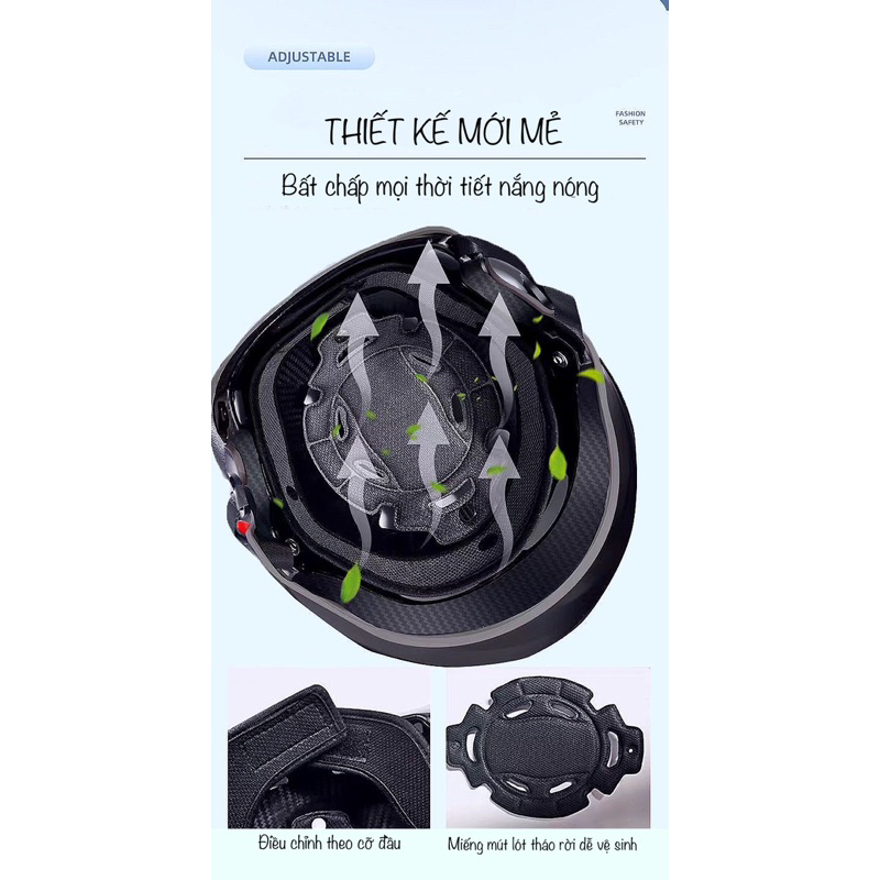 Mũ bảo hiểm 2/3, nón bảo hiểm 3/4 THOÁNG KHÍ CÓ TAI MÈO trẻ trung. Nón phi hành gia, nón gấu nhiều màu nam nữ ZHIHOUSE