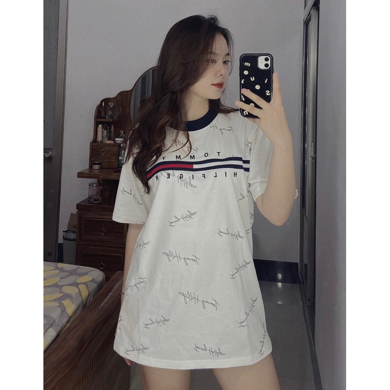 Áo thun Tomy bản chữ ký hàng thêu cực hot dáng unisex cho cả nam và nữ