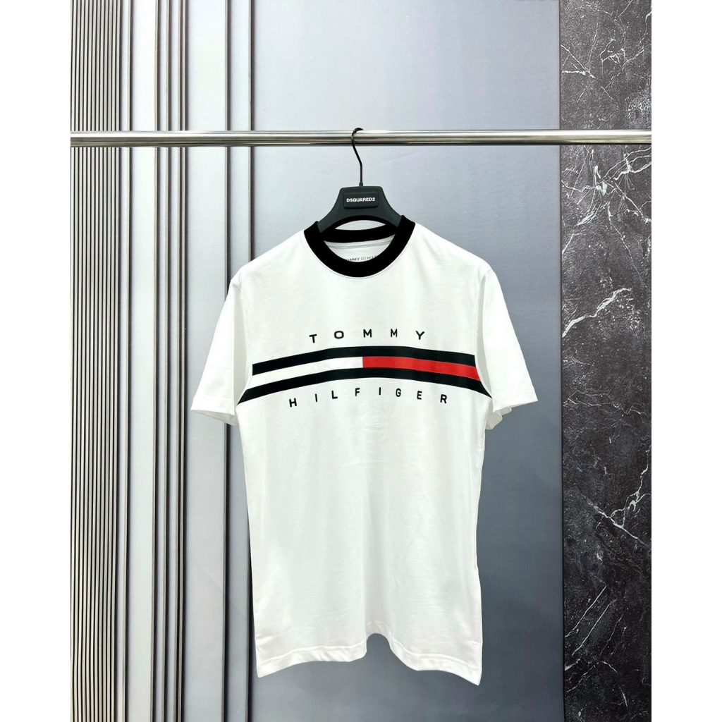 Áo thun Tomy phối hình THÊU cực xịn, chất liệu cotton tag mác đầy đủ
