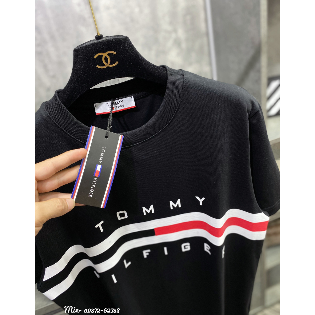 Áo thun Tomy phối hình THÊU cực xịn, chất liệu cotton tag mác đầy đủ