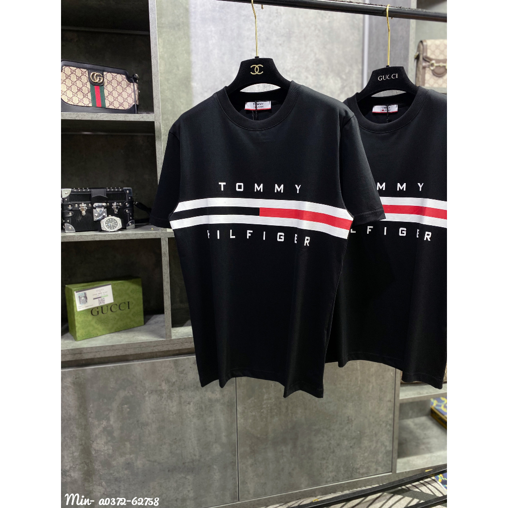 Áo thun Tomy phối hình THÊU cực xịn, chất liệu cotton tag mác đầy đủ