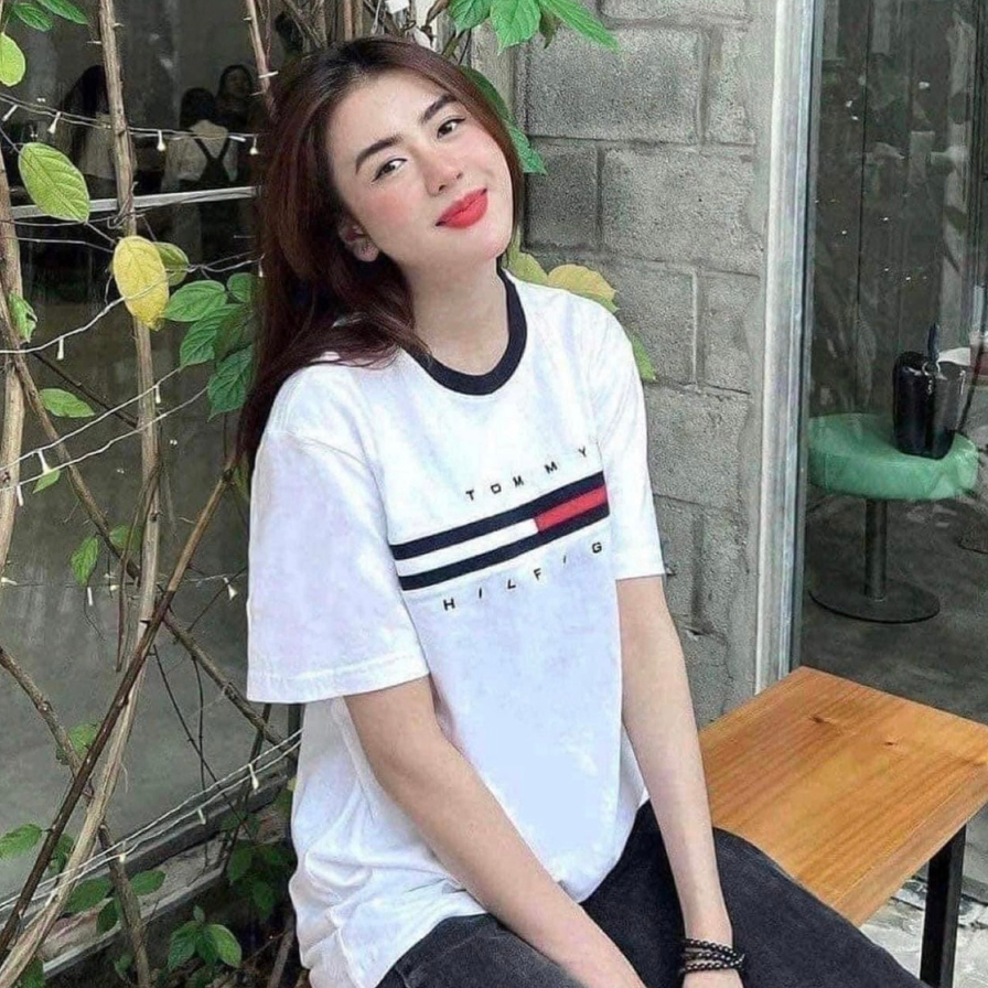 Áo thun Tomy phối hình THÊU cực xịn, chất liệu cotton tag mác đầy đủ