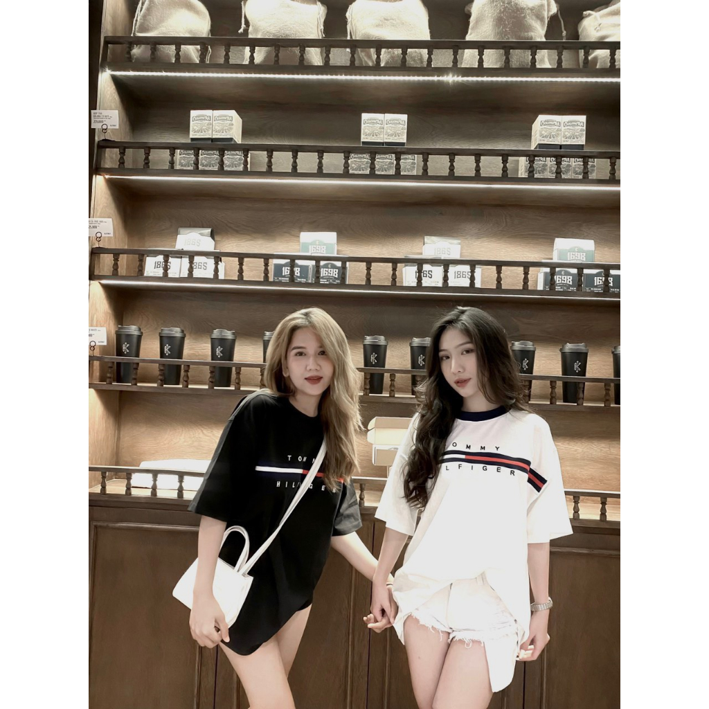 Áo thun Tomy phối hình THÊU cực xịn, chất liệu cotton tag mác đầy đủ