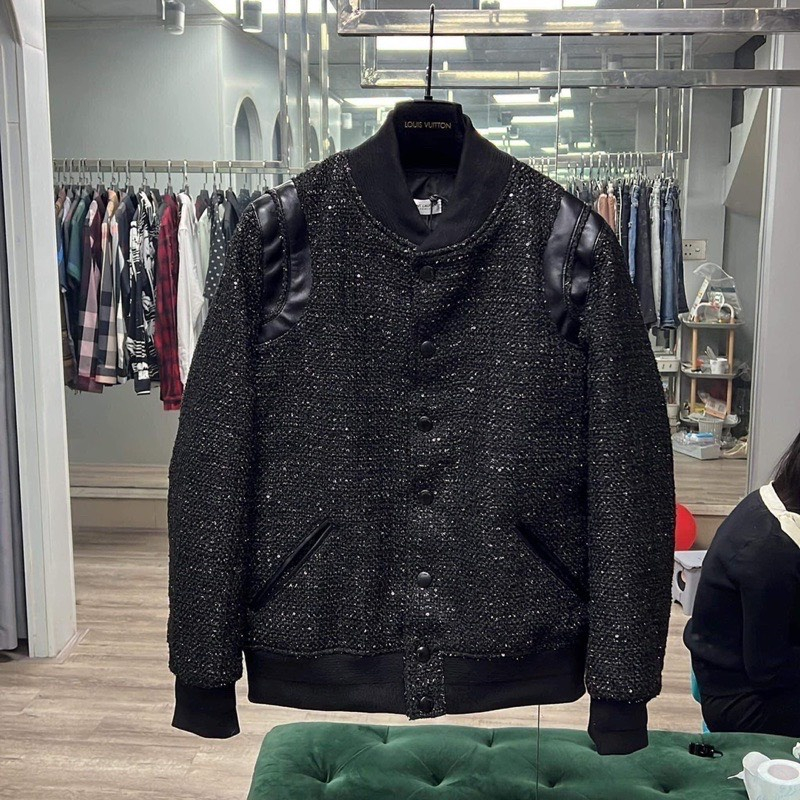 Áo Bomber Varsity Teddy Dạ Kim tuyến hàng đẹp may 2 lớp tỉ mỉ