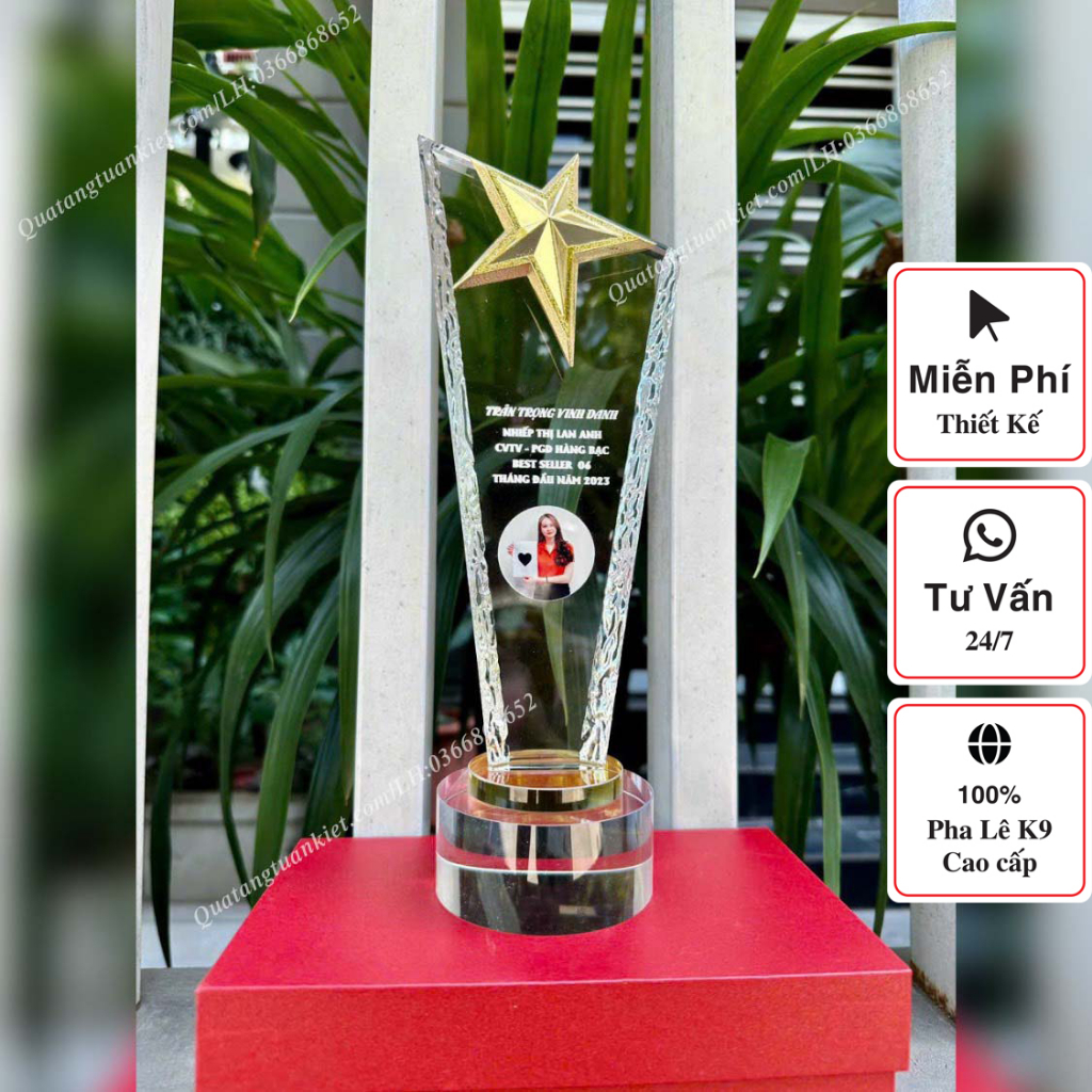 Cúp pha lê sao vát đế tròn