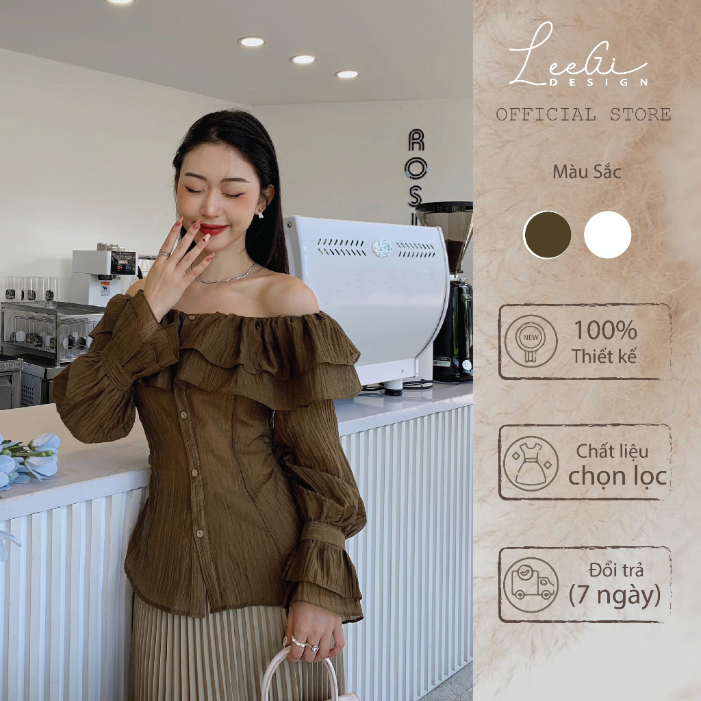 Áo sơ mi bèo trễ vai LeeGi Design phong cách nhẹ nhàng thanh lịch Min6543 Min6540