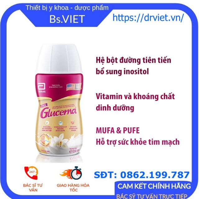 Sữa nước Glucerna Abbott chai 220ml bổ sung dinh dưỡng cho người bị tiểu đường - giúp kiểm soát, ổn định đường huyết