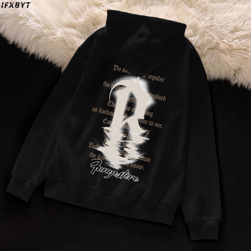 Áo Hoodie Cotton nam IFXBYT áo dài tay form rộng basic in hình unisex 100% cotton-Y0233
