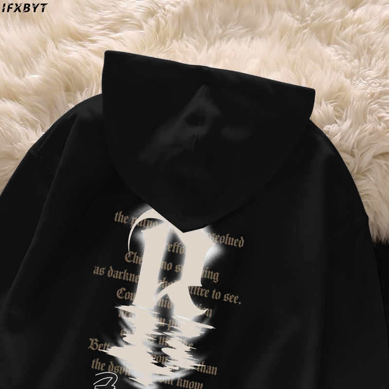 Áo Hoodie Cotton nam IFXBYT áo dài tay form rộng basic in hình unisex 100% cotton-Y0233