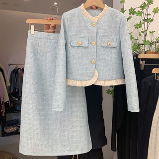 Set đồ sang chảnh vải dạ tweed gồm chân váy bút chì và áo dạ Mơ's Corner MM164