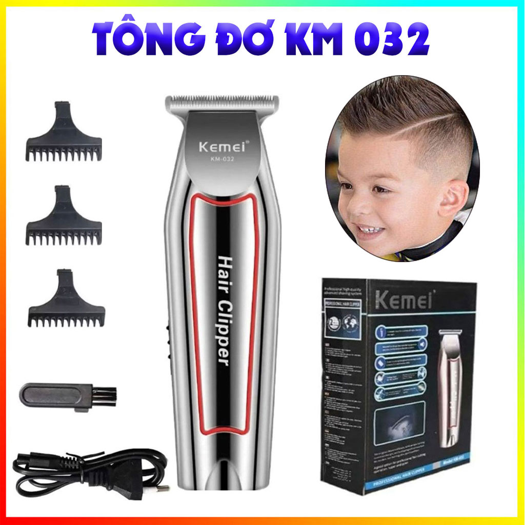 Tông đơ cắt tóc Kemei 032 giá rẻ, Máy cắt tóc chấn viền thiết kế sang trọng cầm đầm tay, Hàng chính hãng