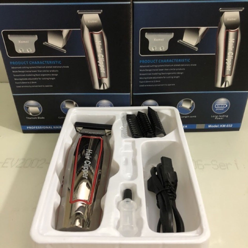Tông đơ cắt tóc Kemei 032 giá rẻ, Máy cắt tóc chấn viền thiết kế sang trọng cầm đầm tay, Hàng chính hãng