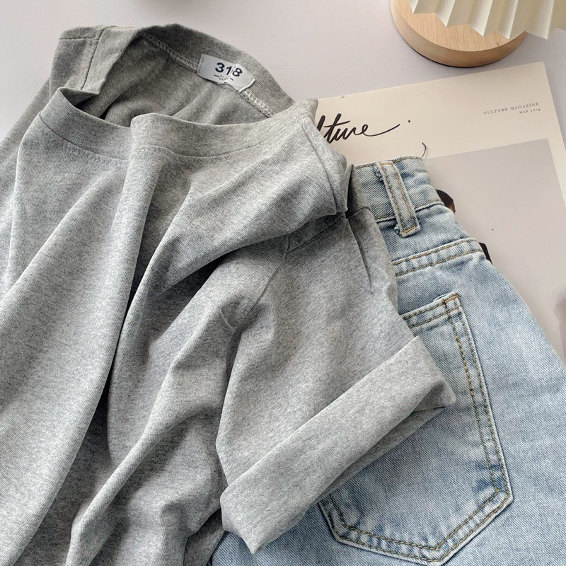 Áo thun trơn YUSTUDIO, áo 3158 cotton khô, áo thun nữ form rộng nam nữ tay lỡ mẫu trơn unisex | BigBuy360 - bigbuy360.vn