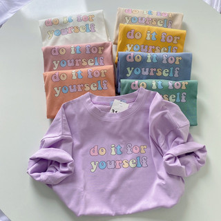  Áo thun nữ YUSTUDIO áo phông 3158 chất cotton khô áo form rộng unisex nam nữ mẫu chữ do it for yourself 