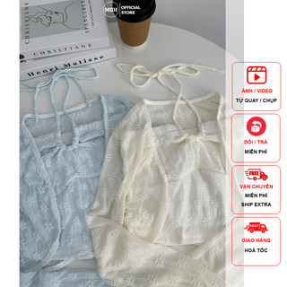 Set áo hoa nổi dây cổ - midistore