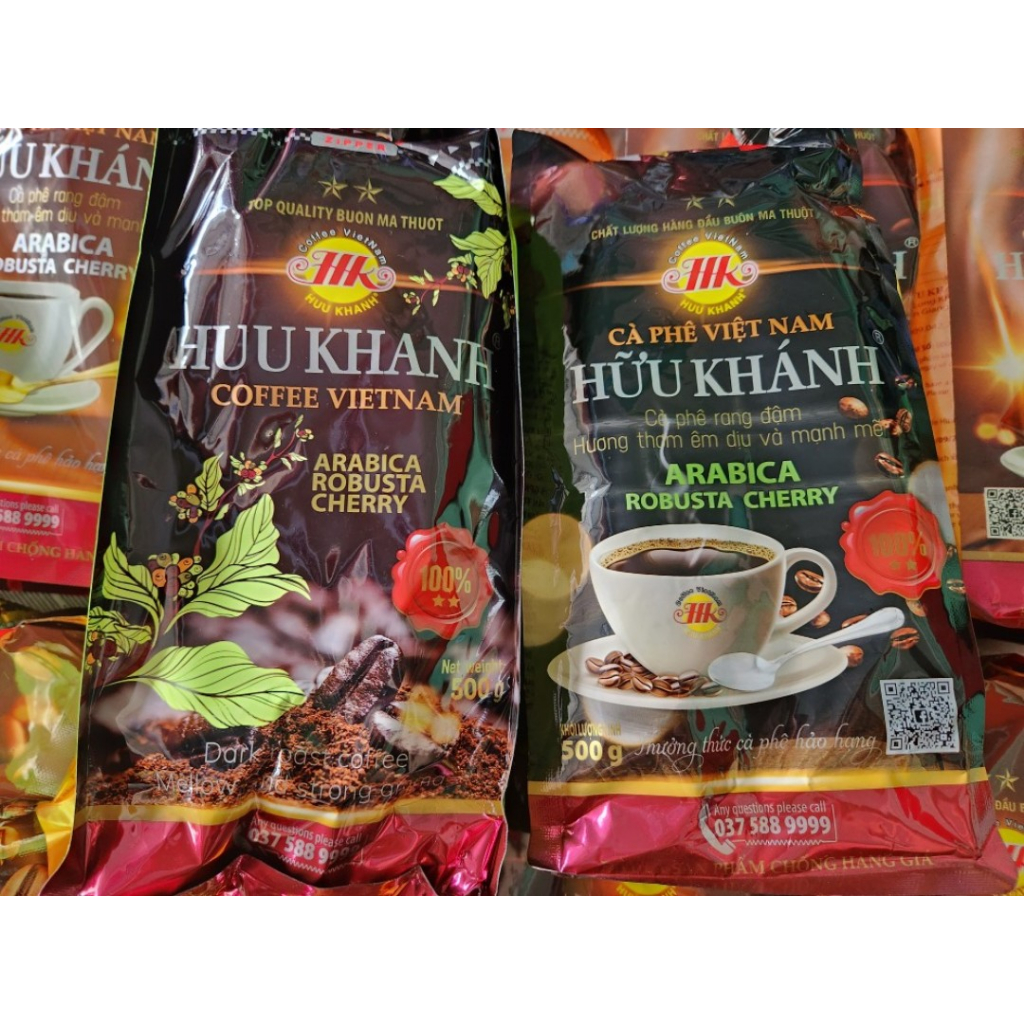 Cà phê Hữu khánh mẫu mới túi zip gói 500gam