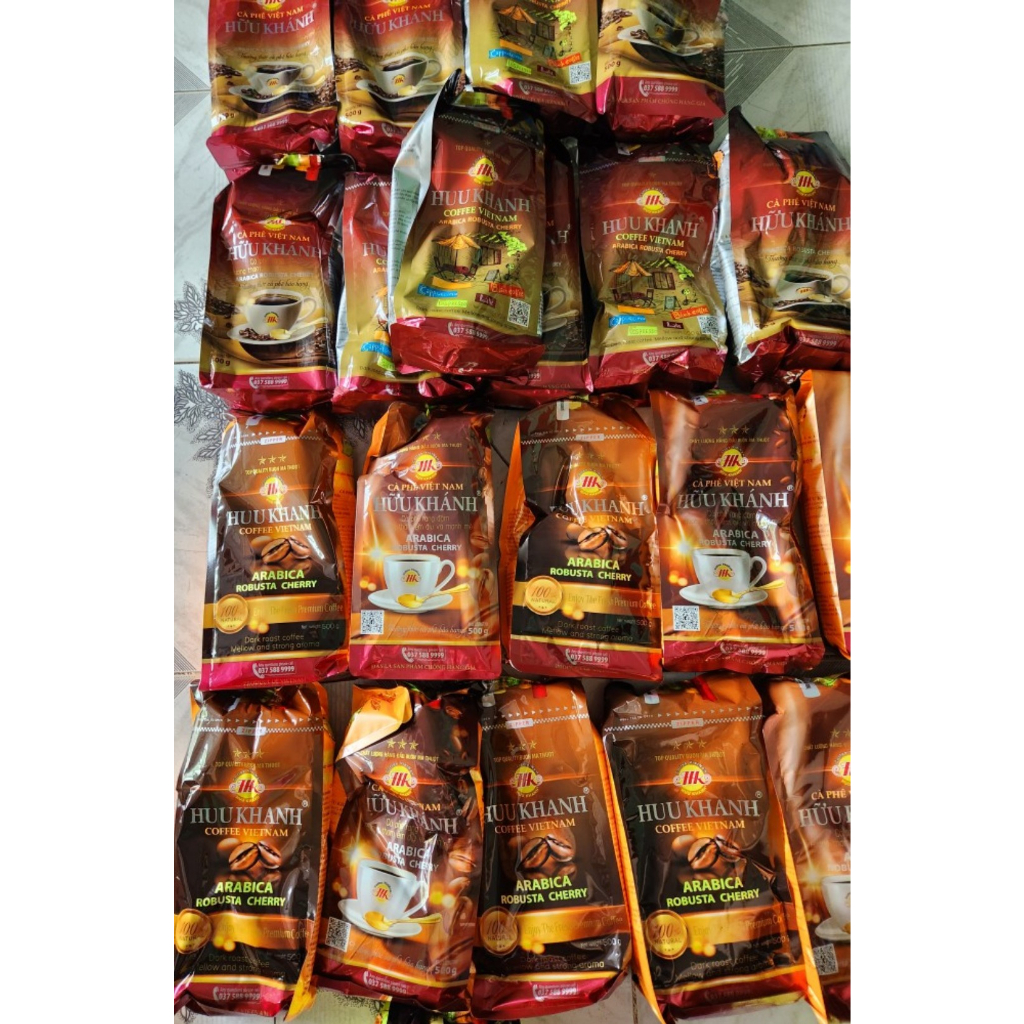 Cà phê Hữu khánh mẫu mới túi zip gói 500gam