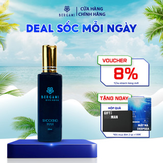 Nước Hoa Nam Thơm Lâu Bergami Shocking Man, Nước Hoa Chính Hãng Mùi Hương Nam Tính Mạnh Mẽ, Lưu Hương 6H 35ml/chai