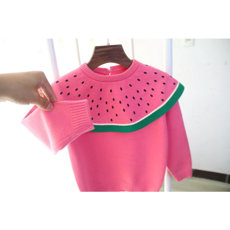 Áo Len Trẻ Em Kiểu Dưa Hấu Ngộ Nghĩnh Dành Cho Bé Gái