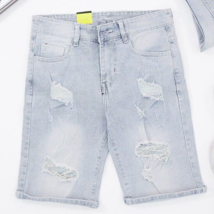 quần short jean nam ngắn xanh rách nhẹ đẹp,chất jean co giãn 4 chiều bền giá tốt