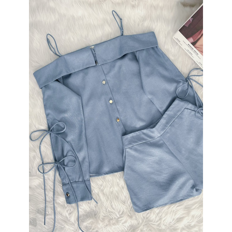 Set Áo Trễ Vai + Quần Short Trẻ Trung Siêu Hot A2117