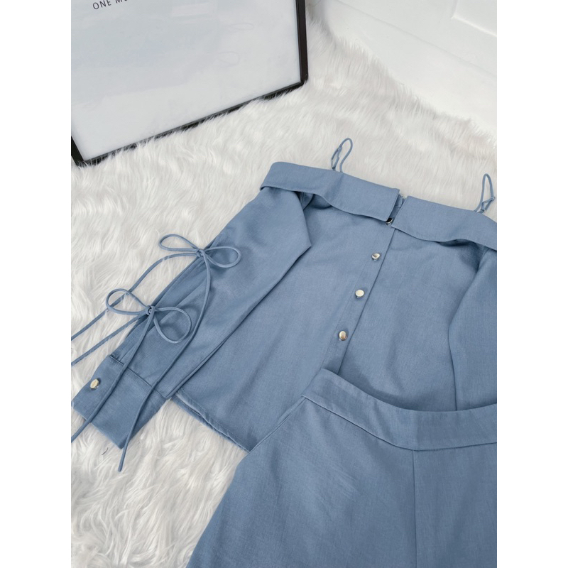 Set Áo Trễ Vai + Quần Short Trẻ Trung Siêu Hot A2117