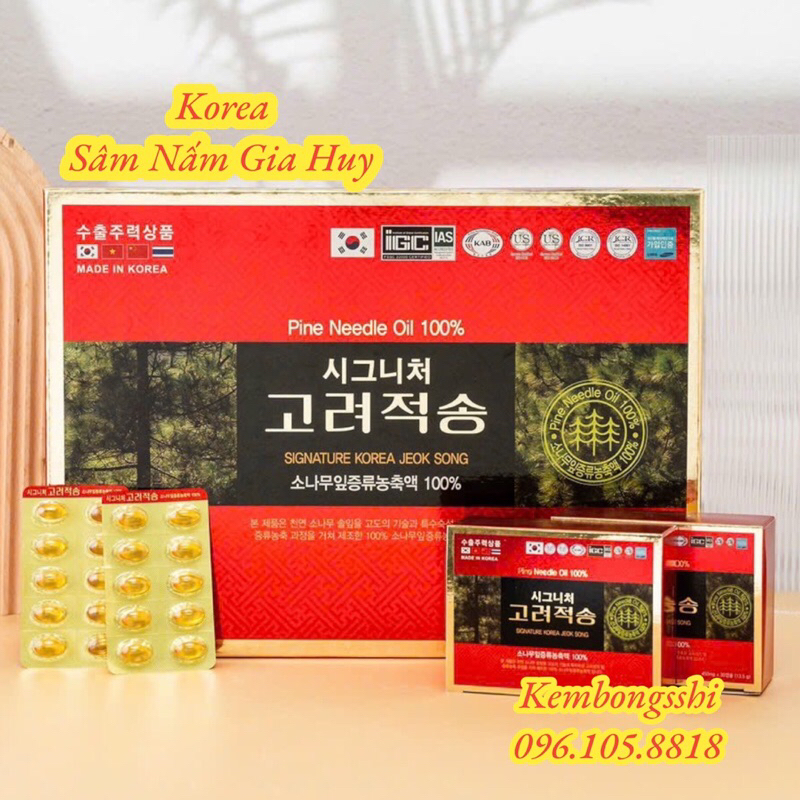 Tinh dầu thông đỏ cao cấp Hàn Quốc Red Pine JEOK SONG, Hộp 120v viên