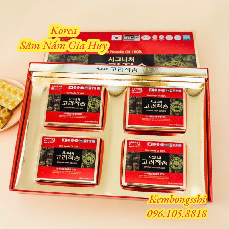 Tinh dầu thông đỏ cao cấp Hàn Quốc Red Pine JEOK SONG, Hộp 120v viên