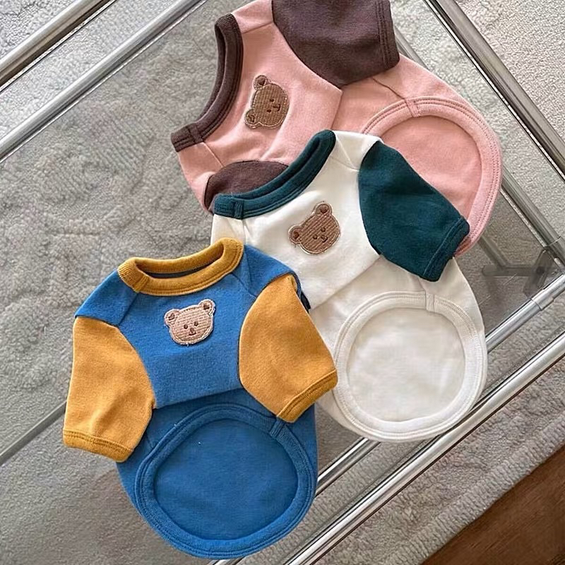 Áo thun 2 chân thoáng mát cổ gấu cho chó mèo