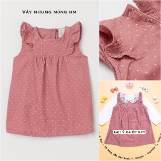 Váy nhung hồng HM US/UK sz 1.5-2y