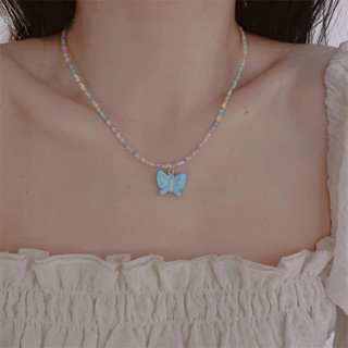 🍒🍒CHERRYKOKO Vòng cổ Xâu Hạt Mặt Và Bướm Nhiều Màu Sắc