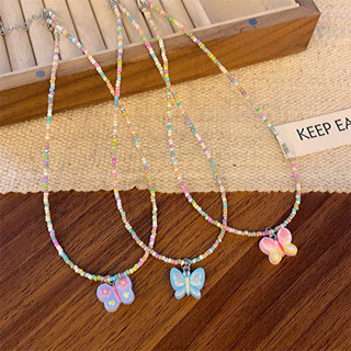 🍒🍒CHERRYKOKO Vòng cổ Xâu Hạt Mặt Và Bướm Nhiều Màu Sắc