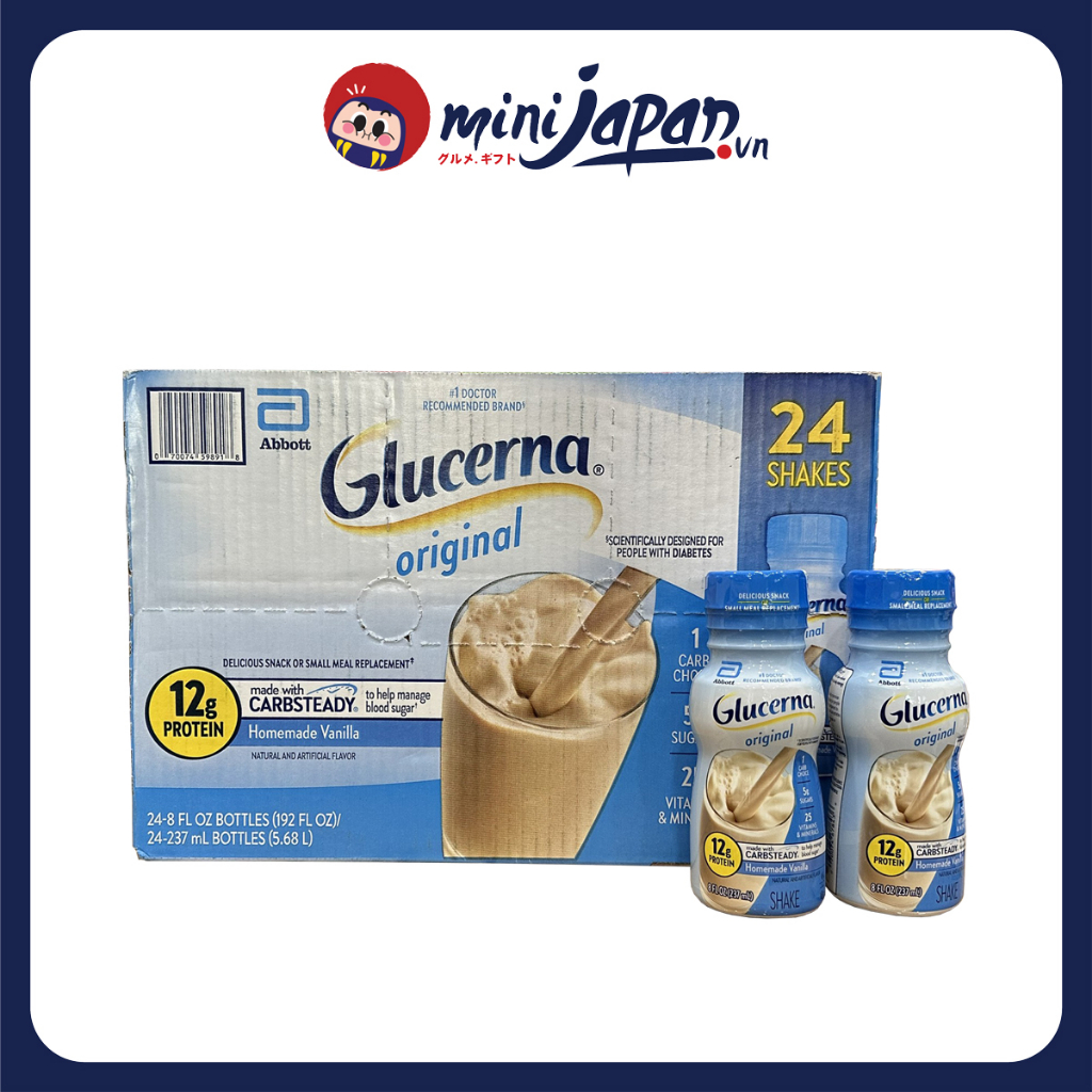 Thùng 24 chai sữa nước Glucerna Shake Vani dành cho người tiểu đường 237ml hàng Mỹ