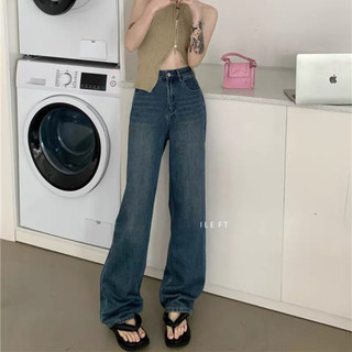 Quần jean cạp cao ống rộng Ileft Quần bò mài basic denim mềm dày dặn QJ01