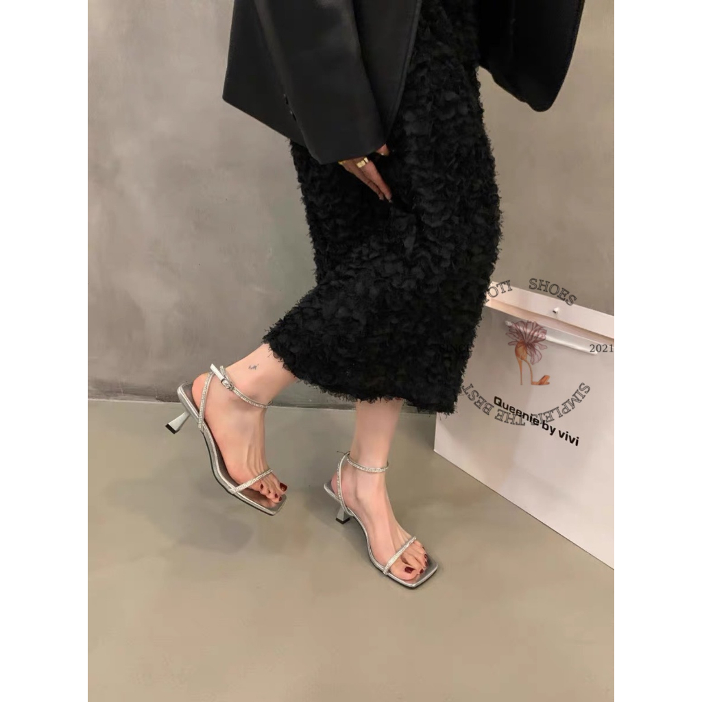 GIÀY CAO GÓT TOTIIE STORE - SANDAL NỮ MŨI VUÔNG QUAI NGANG MẢNH ĐÍNH ĐÁ THỜI TRANG HIỆN ĐẠI TEST