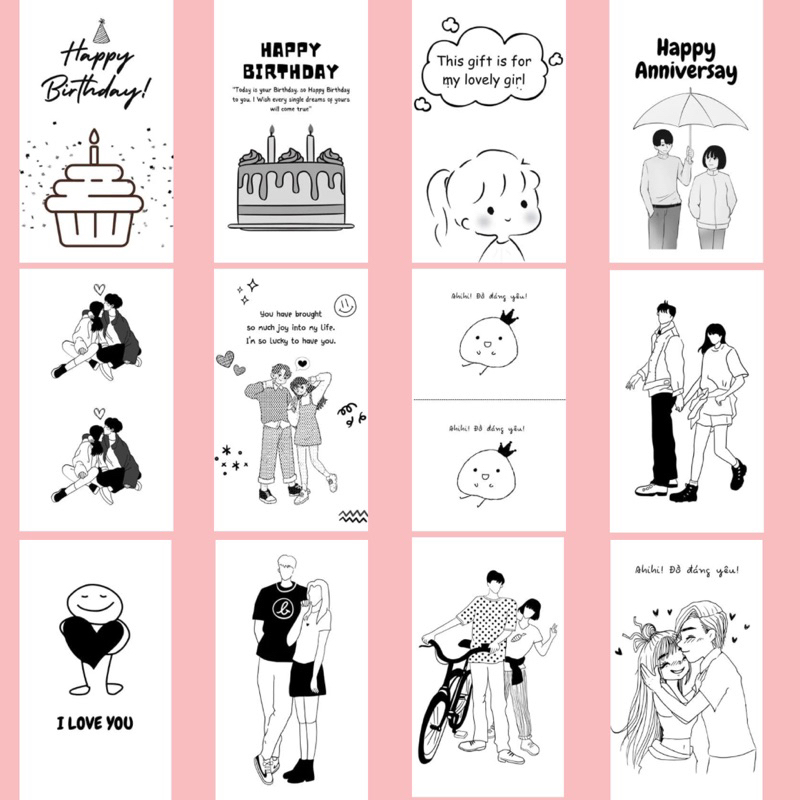 Sticker dán hộp quà dễ thương Happy Birthday/Cute/Love
