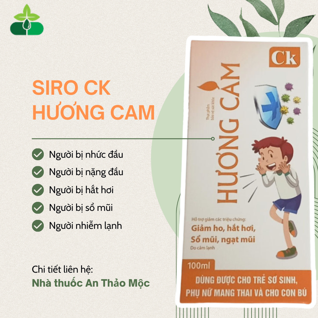 Siro CK Hương Cam Vàng 100ml hỗ trợ giảm ho hắt hơi sổ mũi ngạt mũi do cảm lạnh