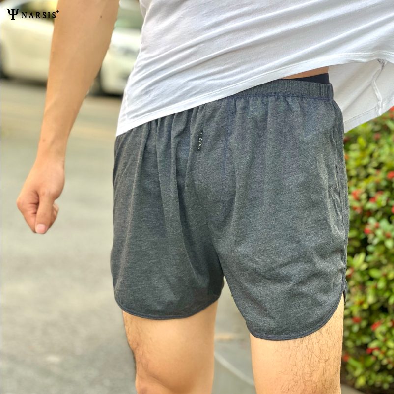 Quần đùi nam mặc nhà cao cấp NARSIS big size vải Cotton cạp chun co giãn tốt S23011