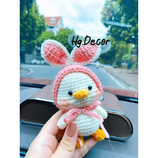 (Sẵn-Ảnh Thật)Vịt đội mũ ếch, Vịt đội mũ thỏ, móc khoá handmade
