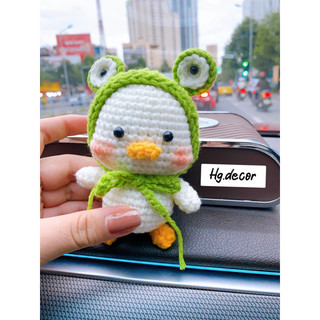 (Sẵn-Ảnh Thật)Vịt đội mũ ếch, Vịt đội mũ thỏ, móc khoá handmade