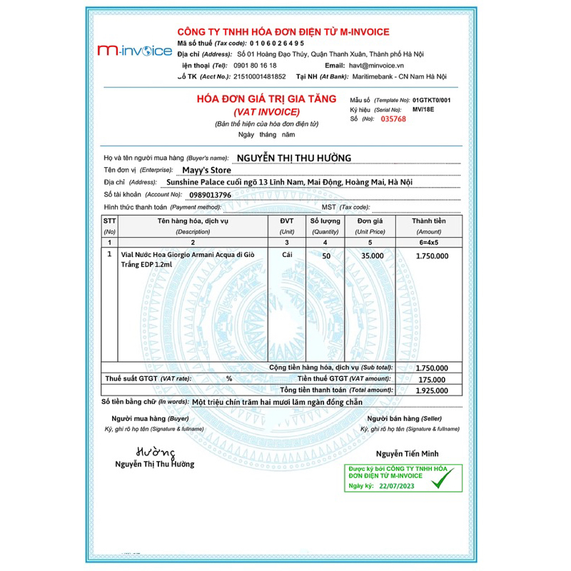 Vial Nước Hoa Acqua di Giò Trắng EDP 1.2ml