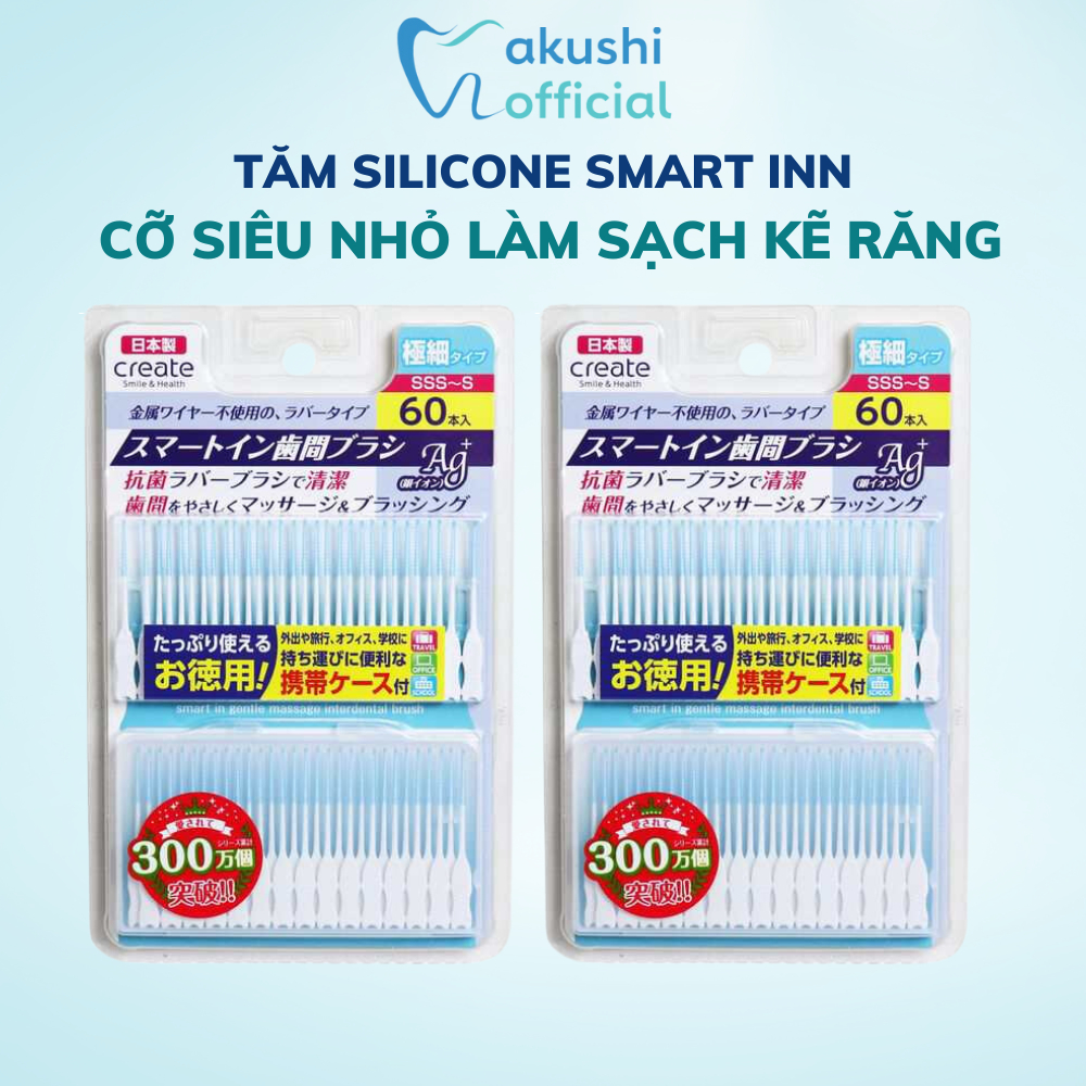 Tăm Silicon Smart In Nhật Bản cỡ siêu nhỏ siêu mềm làm sạch kẽ răng nhẹ nhàng Nhật Bản 60 chiếc - Akushi